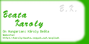beata karoly business card