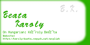 beata karoly business card